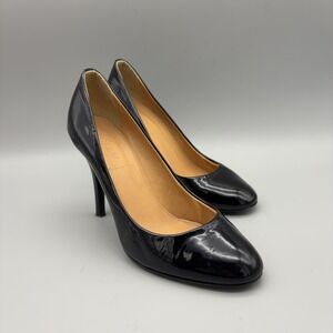 J.Crew Shoes Womens Size 7 Black Patent Leather Round Toe Pumps Made In Italy